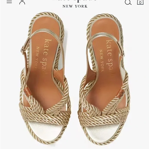 Kate Spade Gold Woven Wedges - Picture 3 of 8